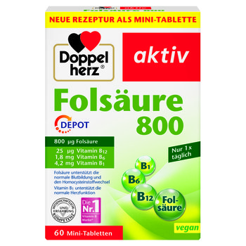 Doppelherz® aktiv Kwas foliowy 800 z wit. B1, B6, B12, C i E, 60 tabletek - Doppelherz