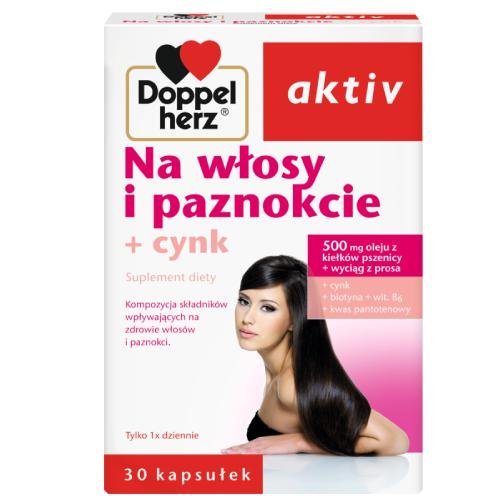 Фото - Вітаміни й мінерали Doppelherz Suplement diety,  Aktiv, Na Włosy I Paznokcie+cynk, 30kaps 