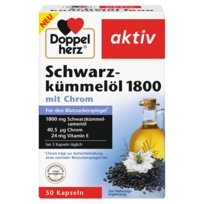 Doppelherz® aktiv Olej z czarnuszki + witamina E + chrom, 50 kapsułek