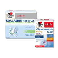 Doppelherz® system KOLLAGEN 11.000 PLUS, 30 ampułek po 25ml + Doppelherz® aktiv Glukozamina 1550 Stawy + MSM, 40 kapsułek ZESTAW