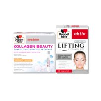Doppelherz® system KOLLAGEN BEAUTY NOWY SMAK! Pomarańcza i marakuja + Doppelherz® aktiv LIFTING Complex PREMIUM ZESTAW