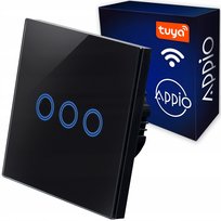 Dotykowy Włącznik Wyłącznik Światła Potrójny Szklany LED WiFi Tuya SMART APPIO