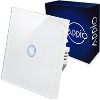 Dotykowy Włącznik Wyłącznik Światła Szklany Pojedynczy Szkło Białe LED APPIO