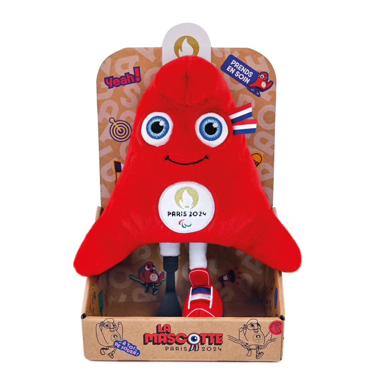 Doudou Peluche Phryge Paralímpico Paris 2024 | 25 Cm Gorro Frigio | Fibra Reciclada Y Bolsa Biodegradable | Regalo Oficial