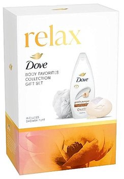 Dove Relax Zestaw Kosmetyków Dla Kobiet Żel + Mydło W Kostce + Myjka - Dove