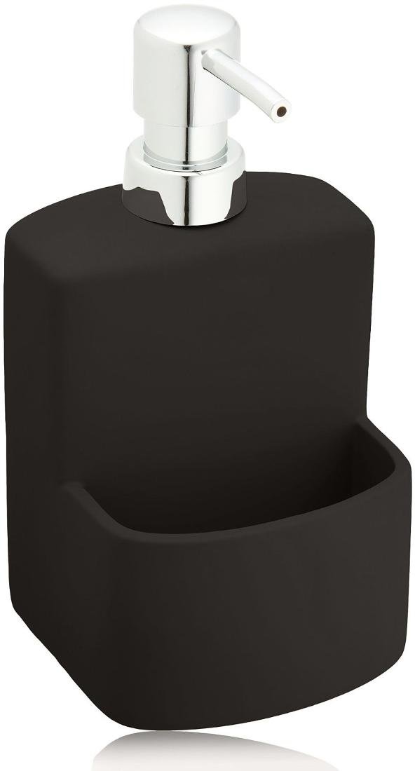 Dozownik z pojemnikiem na mydło WENKO, czarny, 380 ml