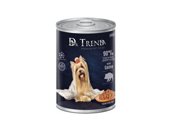 DR.TREND pełnoporcjowa mokra karma dla dorosłych psów wszystkich ras z dziczyzną, kawałki w delikatnym sosie 400g x 10 - Dr. Trend