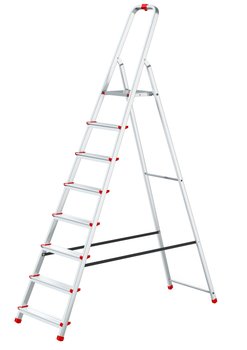 Drabina Aluminiowa Domowa Z Haczykiem 8 Stopni Składana 125 Kg Baulich - Drabest