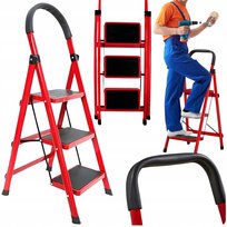 DRABINA DRABINKA DOMOWA 3 STOPNIOWA SKŁADANA STALOWA SOLIDNY PODEST ROBOCZY