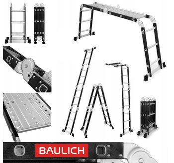 Drabina uniwersalna przegubowa wielofunkcyjna składana z podestem 4x3 BAULICH - Drabest
