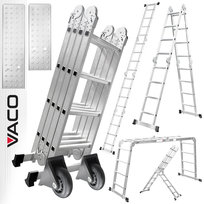 DRABINA Z KÓŁKAMI TRANSPORTOWYMI ALUMINIOWA PRZEGUBOWA 4x4 VACO PODEST