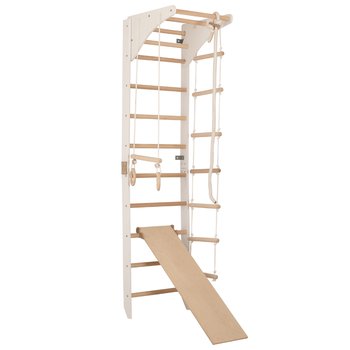 Drabinka gimnastyczna SPR C+slide  Biała - regulowany drążek | Zestaw sportowy dla całej rodziny - Rinagym