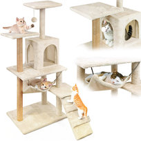 Drapak Dla Kota, Domek Z Zabawką, Wysoki, 6 Poziomów, Legowisko, Comfort Line Beżowy