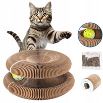 DRAPAK dla kota z tektury z kocimiętką i piłeczką składany AKORDEON CATNIP