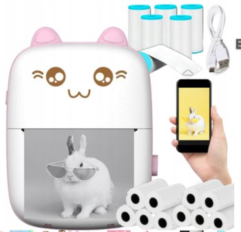 DreamCraft DRUKARKA TERMICZNA DRUKUŚ RÓŻOWY APARAT NATYCHMIASTOWY Rolki - DreamCraft