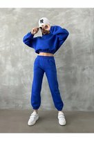 DRES DAMSKI NIEBIESKI KOMPLET BLUZA KRÓTKA SPODNIE DŁUGIE M 5GA* Inna marka