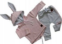 Dres królik różowo szara rozmiar 80 Wings Designe