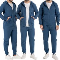DRES MĘSKI BLUZA ROZPINANA Z KAPTUREM I SPODNIE DRESOWE BAWEŁNA MORAJ L BLUE