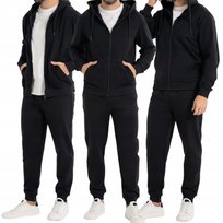 DRES MĘSKI BLUZA ROZPINANA Z KAPTUREM I SPODNIE DRESOWE BAWEŁNA MORAJ M BLACK