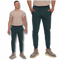 DRESOWE SPODNIE MĘSKIE Klasyczne Gładkie Wiązane z Kieszeniami MORAJ 3XL