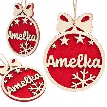 Drewniana Bombka Choinkowa z Imieniem Śnieżynka Czerwona - Techrebal