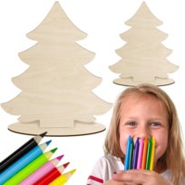 Drewniana Choinka Figurka Świąteczna Ozdoba Bożonarodzeniowa DIY 10 SZTUK