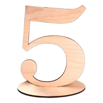 Drewniana cyfra liczba na podstawce Loveart 15cm numer 5 Numeracja stolików - Loveart