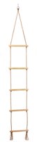 Drewniana drabinka sznurowa 5 szczebli/hak/komplet