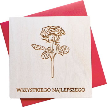 Drewniana Kartka Urodzinowa Róża - Postwood