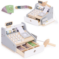 Drewniana kasa fiskalna dla dzieci skaner banknoty monety karta ECOTOYS Ecotoys
