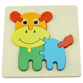 Drewniana kolorowa układanka puzzle Hipopotam - KinderSafe
