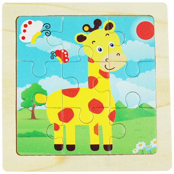 Drewniana kolorowa układanka puzzle Żyrafa - KinderSafe