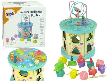 Drewniana Kostka Edukacyjna Sorter Liczby Gra Pionki Labirynt Koraliki - Lean Toys