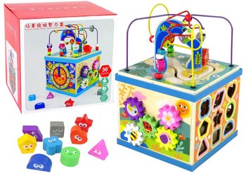 Drewniana Kostka Edukacyjna Sorter Zwierzęta Labirynt Koła Zębate - Lean Toys