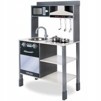 Drewniana kuchnia dla dzieci, Kinderplay, Interaktywny okap, Akcesoria, 100 cm