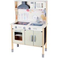Drewniana Kuchnia Dla Dzieci Ze Światłem Dźwiękiem I Otwieranymi Szafkami