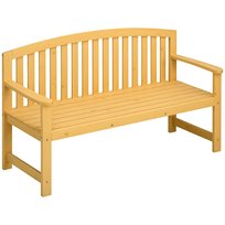 Drewniana ławka ogrodowa Outsunny 2-osobowa, odporna na warunki atmosferyczne, z oparciem, solidna ławka parkowa o udźwigu 240 kg, taras, 143 x 51 x 85 cm, pomarańczowa