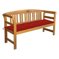 Drewniana ławka ogrodowa z różą i poduszką - czerw / AAALOE