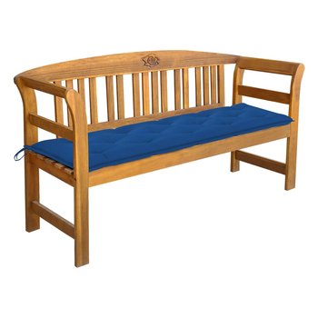 Drewniana ławka ogrodowa z różą, niebieska poduszk / AAALOE - Inny producent