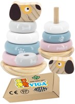 DREWNIANA PIRAMIDKA Piesek Edukacyjna Sorter dla niemowląt dzieci 2 3 latka Viga 24m+ monstessori