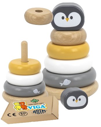 Фото - Інтерактивні іграшки VIGA Drewniana PIRAMIDKA PINGWINEK Sensoryczna Zabawka Sorter dla Niemowląt Vig 