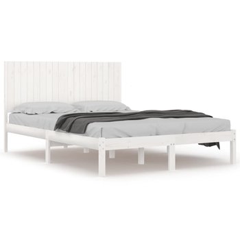 Drewniana rama łóżka biała 205,5x185,5x31 cm - Zakito