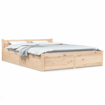 Drewniana rama łóżka z szufladami - 160 x 200 cm - Zakito