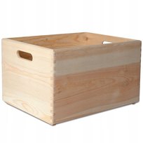 Drewniana skrzynka pudełko z uchwytami, 40x30x24 cm, do decoupage dokumentów zabawek narzędzi drobiazgów