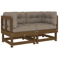 Drewniana sofa narożna, miodowy brąz, 61x61x62 cm / AAALOE