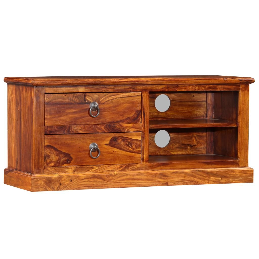 Drewniana szafka pod TV, brązowa, 90x30x40 cm