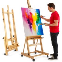 DREWNIANA SZTALUGA MALARSKA PROFESJONALNA DUŻA 300 cm Z KÓŁKAMI