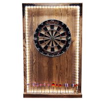 Drewniana tablica do Dart z oświetleniem LED, osłona ściany do gry w Dart z półką na rzutki