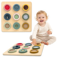 Drewniana tablica sensoryczna Montessori – 9 tekstur do odkrywania i ćwiczenia zmysłu dotyku