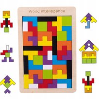 Drewniana Układanka Klocki Tetris 3d Montessori Eko Drewno